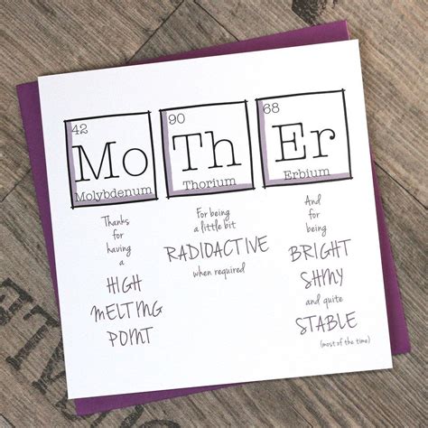 It can be hard to come up with what to write in a birthday card. Printable Mother's Day Card Greetings Card Periodic | Etsy | Funny birthday cards, Mothers day ...