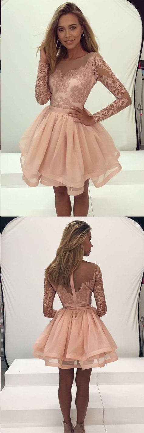 Long Sleeve Homecoming Dresses A Line Lace Short Prom Dress Sexy Party