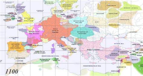 Full Map Of Europe Ad 1100