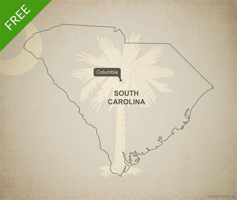 Free Vector Map Of South Carolina Outline One Stop Map Map Vector