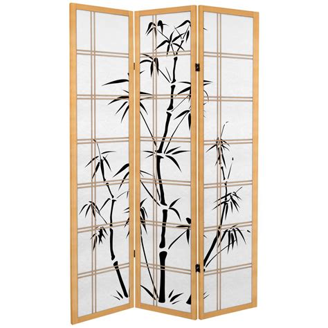 Oriental Furniture 6 Ft Natural Canvas Bamboo Tree 3 Panel Room