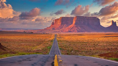 Road Between Arizona Desert Monument Valley Hd Nature Wallpapers Hd