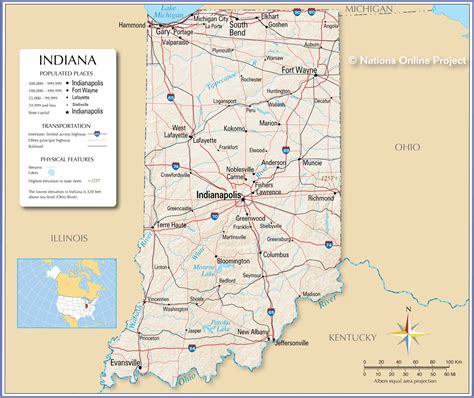 Map Of The State Of Indiana Usa Nations Online Project
