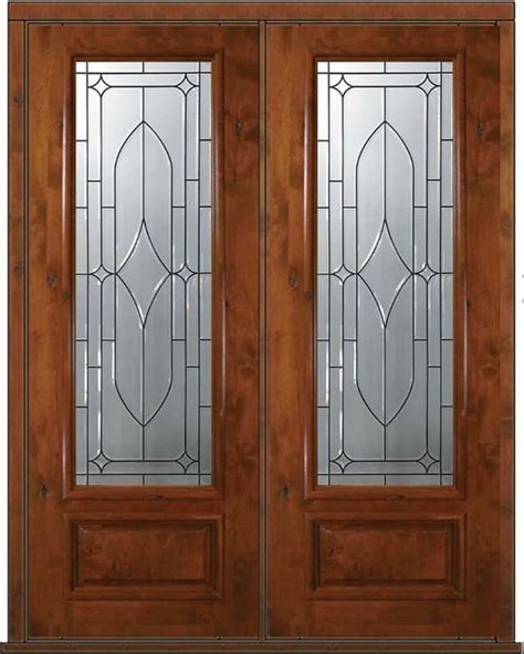 Prehung Exterior Double Door 96 Alder Bourbon 1 Panel 34 Lite Glass