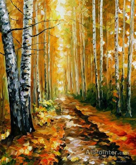 Leonid Afremov Autumn Birches Oil Painting Reproductions For Sale Oil