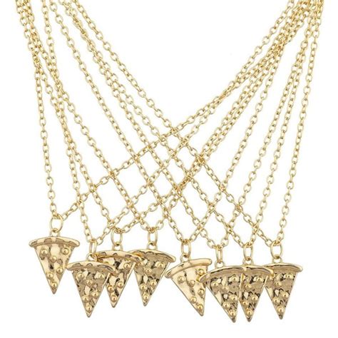Goldtone Bff Best Friends Forever Pizza Pie Slice Necklace 8pc