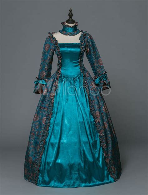 Victorian Dress Costume Womens Baroque Masquerade Ball Gowns Blue