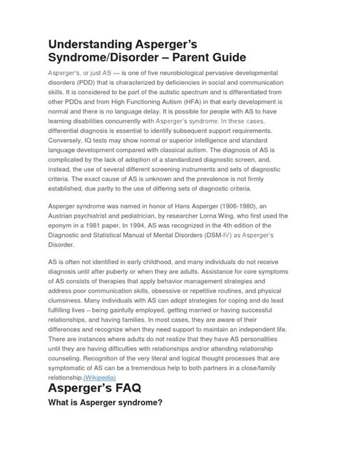 a comprehensive guide to understanding asperger s syndrome causes symptoms diagnosis and