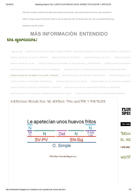 PDF Videoblog Sintaxis Fácil EJERCICIOS RESUELTOS DE VERBOS TIPO