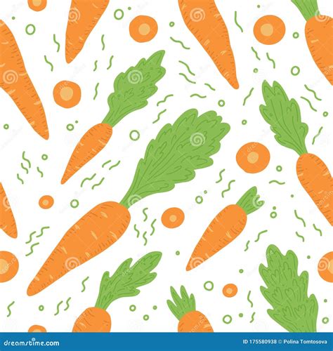 Carrot Seamless Pattern Simple Vector Illustration Stock Vector