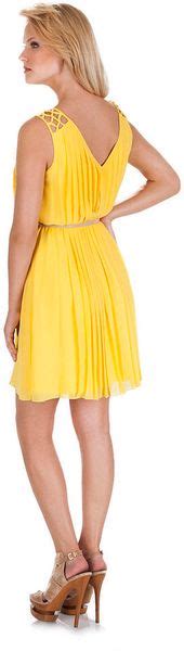 Jessica Simpson Sleeveless Belted Braided Dress In Yellow Lyst