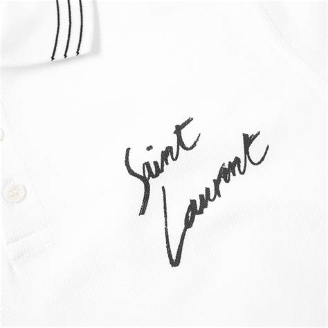 Saint Laurent Signature Script Polo White And Black End Uk