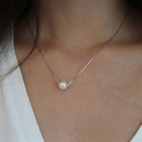 Sterling Silver Floating Pearl Necklace By Attic Floating Pearl