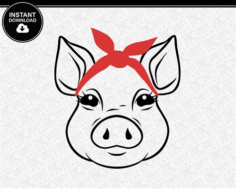 Bandana Pig Svg Bandana Farm Animals Svg Southern Hog Etsy