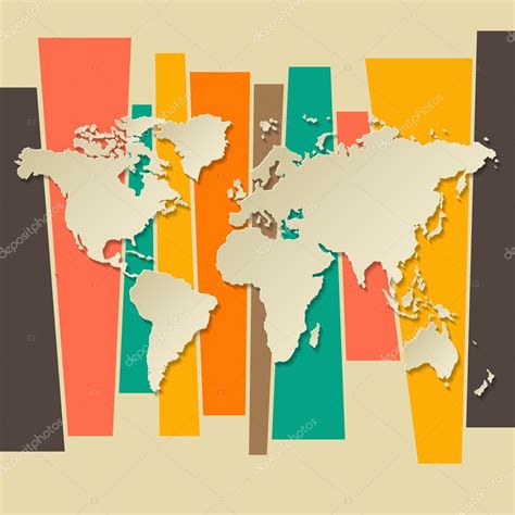 Vector World Map Paper 3d Retro Background Stock Illustration By