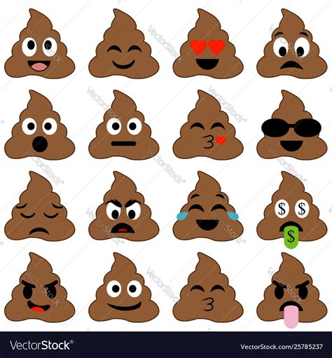 Pile Poop Emoticons Poop Emoji Smileys Royalty Free Vector