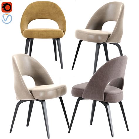 Eager to continue exploring the possibilities of a chair that achieves supreme comfort through the shape of its shell rather than the depth of its cushioning, eero saarinen designed the executive side chair with swivel base. Saarinen Executive Side Chair with Wood Legs 3D | CGTrader