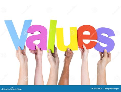 People S Arms Raised Holding Word Values Stock Photo Image Of Idea