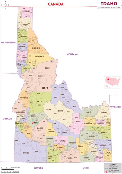 Idaho County Zip Codes Map