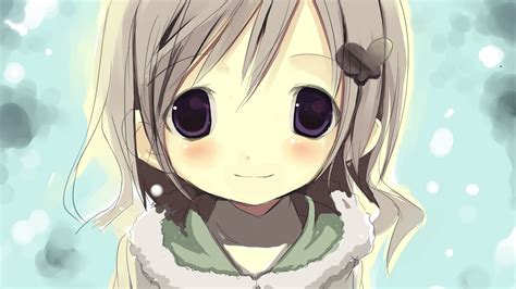 Desktop Wallpaper Cute Little Anime Girl Brown Eyes Original Hd