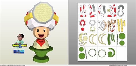 Papercraft Pdo File Template For Super Mario Captain Toad Bust 3d