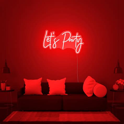Lets Party Led Neon Sign Wall Decor Wall Sign Custom Etsy