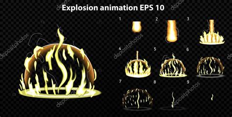 Explode Effect Animation With Smoke Cartoon Explosion Frames Sprite