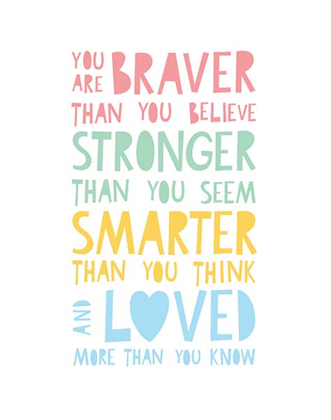 You are stronger than you think quote. You are braver than you believe stronger than you seem by ...