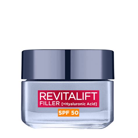 l oréal paris revitalift filler hyaluronic acid anti ageing anti wrinkle spf50 replumping day