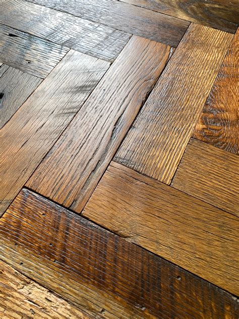 Reclaimed Mid West Barn Oak Herringbone Panels And Parquet Flooring
