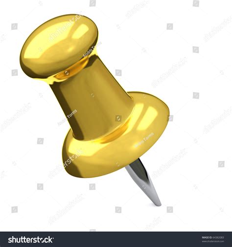 Gold Push Pin On White Background Stock Illustration 64382083