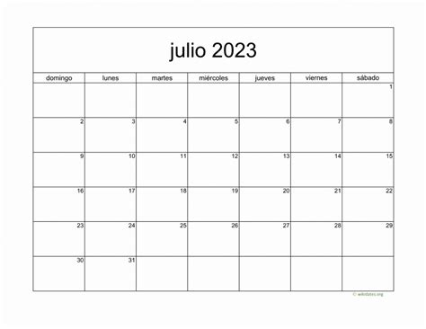 Calendario Julio 2023 De México