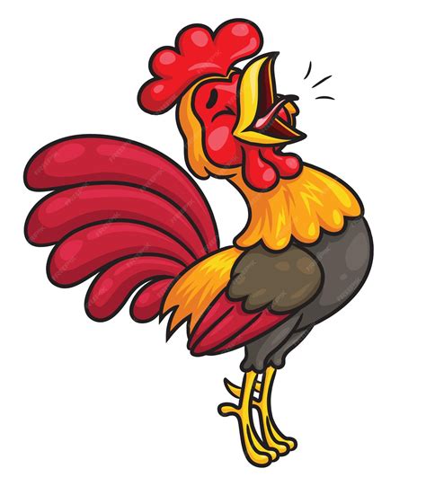 Premium Vector Rooster Crowing Cartoon