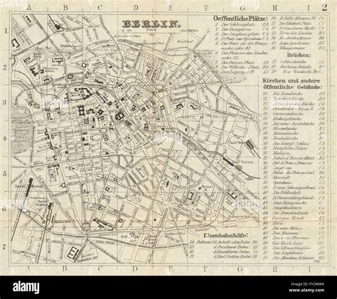 Berlin Antique Town Plan City Map Germany Bradshaw 1890 Stock