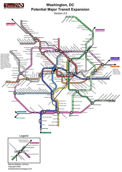 Fantasy Map Washington Dc Metrorail And Light Rail Expansion Map Done