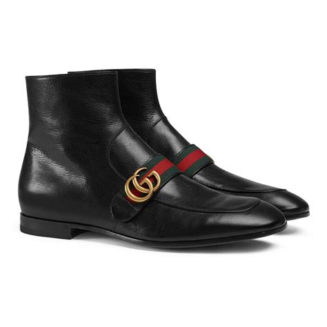 Gucci Leather Boot With Double G In Green For Men Lyst