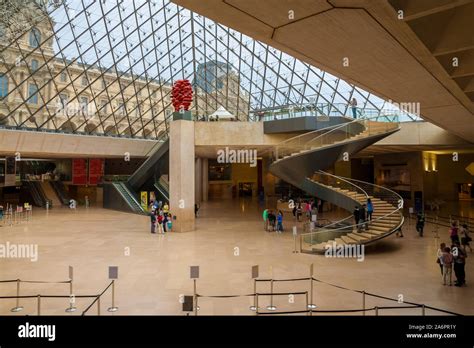 Great Overview Of The Underground Lobby Of The Louvre Museum In Paris
