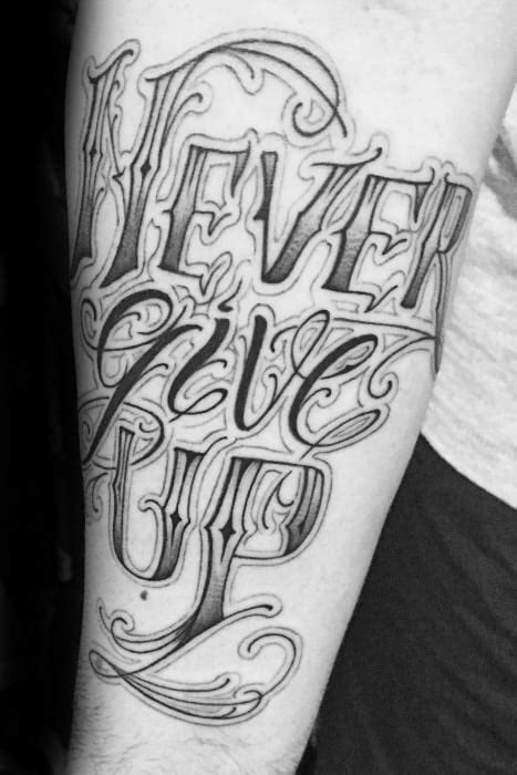 Grace bains updated on oct 11, 2018, 20:00 ist. 60 Never Give Up Tattoos For Men - Phrase Design Ideas