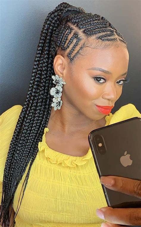 Two Buns Hairstyle Tree Braids Hairstyles Braided Ponytail Hairstyles