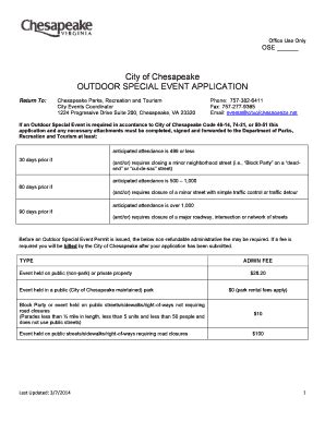 Fillable Online Cityofchesapeake Outdoor Special Event Permit