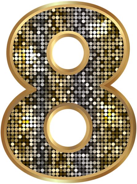 Number Eight Deco Gold Png Clip Art Image High Quality Image And