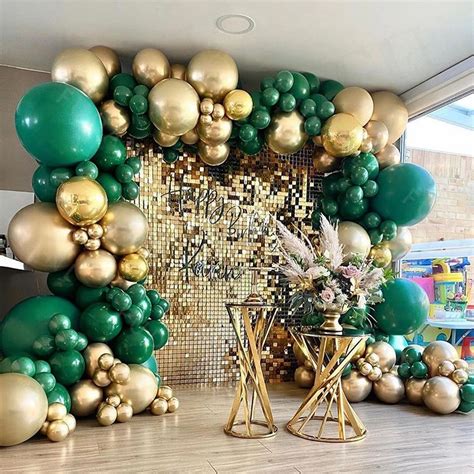 Green Gold Balloon Arch Kit Green Gold Balloon Garland Metal Chrome