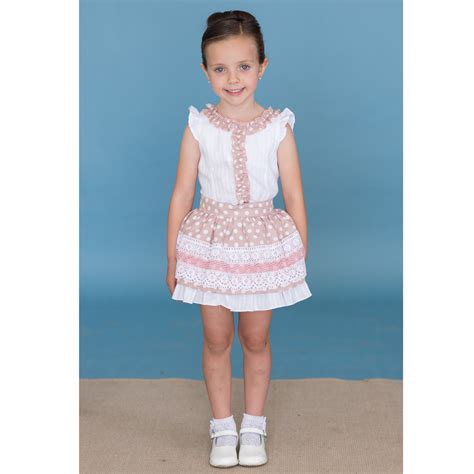 Red Top White Skirt Girls Outfit From Spanish Dolce Petit