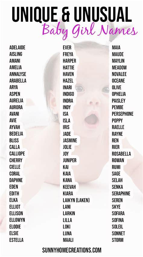 Unique Baby Girl Names Baby Girl Names Baby Girl Names Uncommon