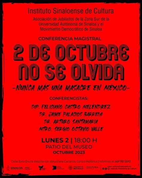 Invitan A Charla ‘2 De Octubre No Se Olvida’