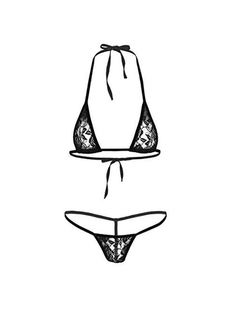 Buy Runhomal Womens Mesh See Through Mini Micro Bikini Lingerie Halter