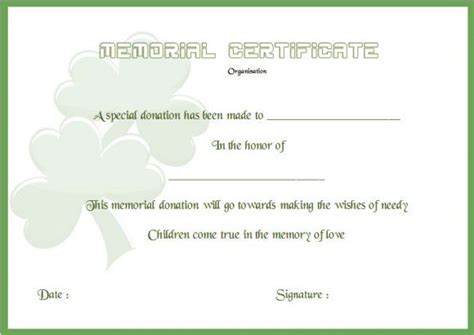 Donation In Memory Of Certificate Template | Certificate templates, Sympathy cards handmade ...