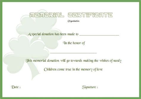 The charity should notify you as to who in addition to memorial donations, anyone who sent flowers should also receive a thank you note. Donation In Memory Of Certificate Template | Certificate templates, Sympathy cards handmade ...