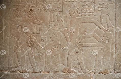the famous circumcision scene from the tomb of ankhmahor stock image