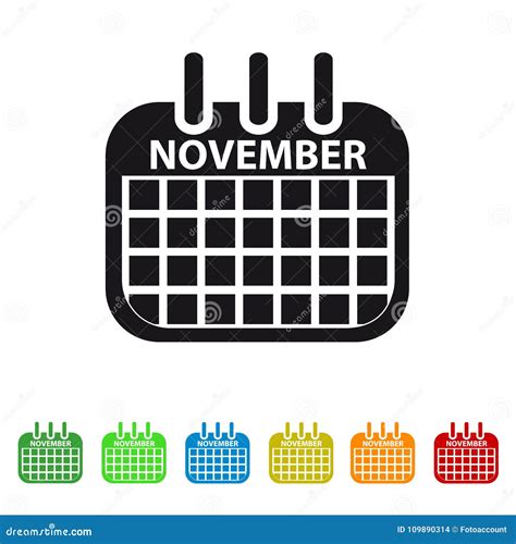 November Calendar Icon Colorful Vector Symbol Stock Vector